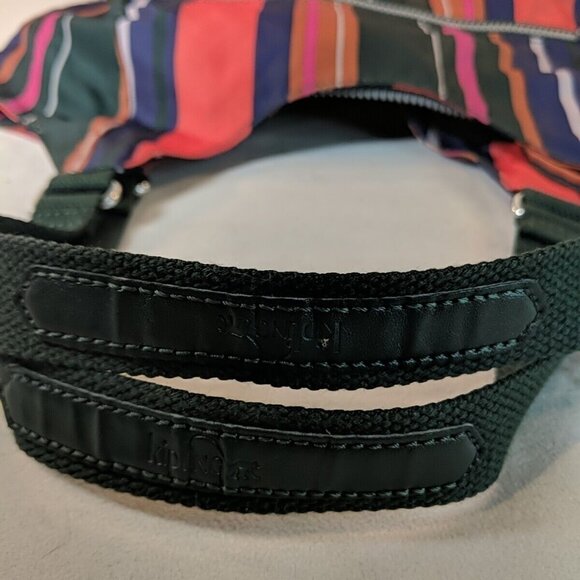 Kipling Striped Muticolor Shoulder Tote Bag Orange Green Large Canvas Straps - Picture 10 of 16